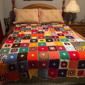 6780 Amazing BOHO Hand Crocheted Afghan Very Colorful Granny Square